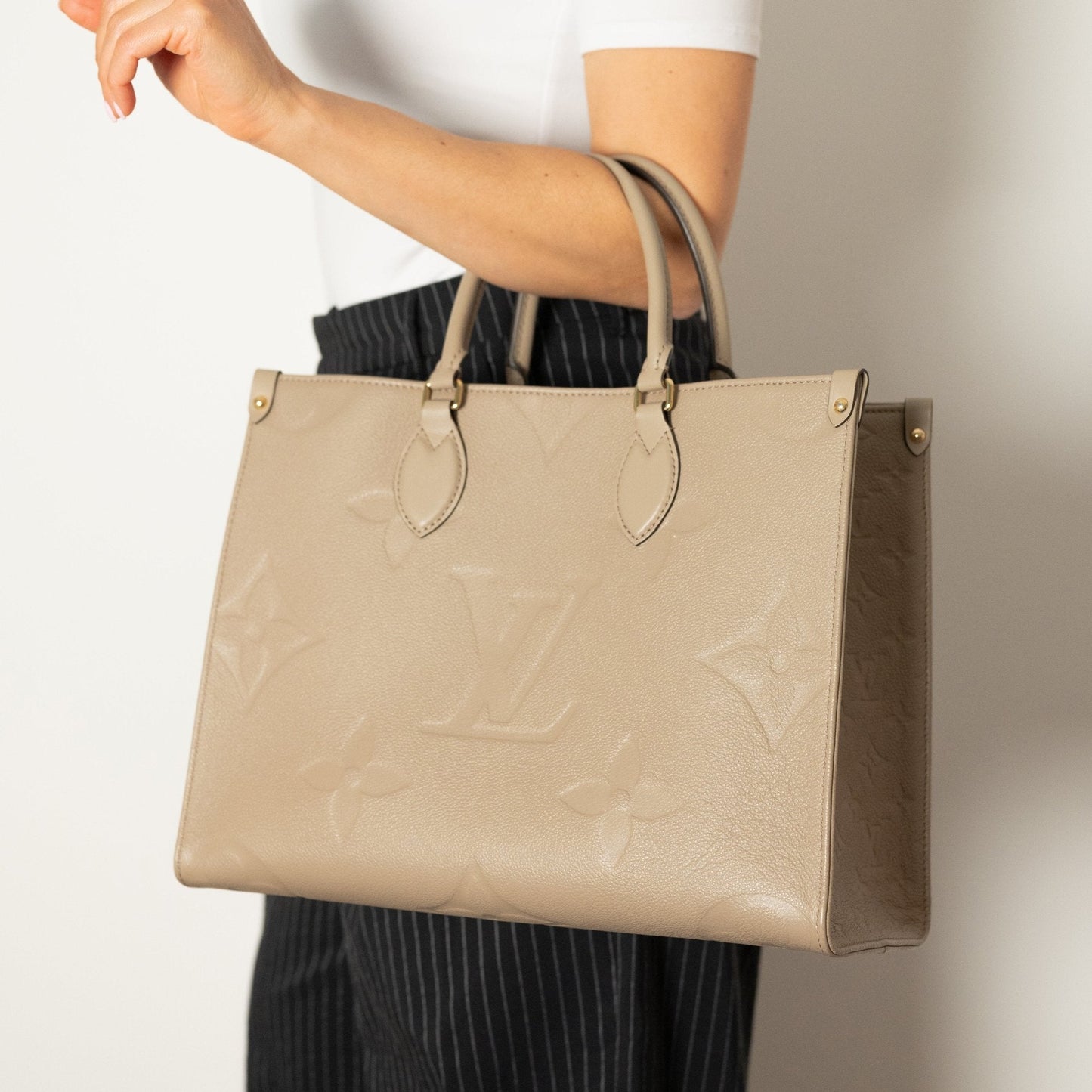 Louis Vuitton OnTheGo MM Large Tote Bag (Beige)