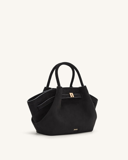 JW PIE Hana Small Faux Suede Tote Bag (Black)