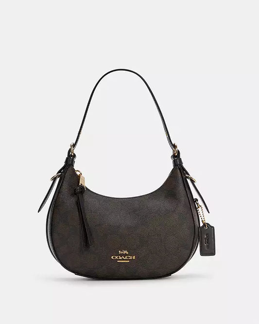 Coach Kleo Hobo in Signature Canvas (Dark Brown)