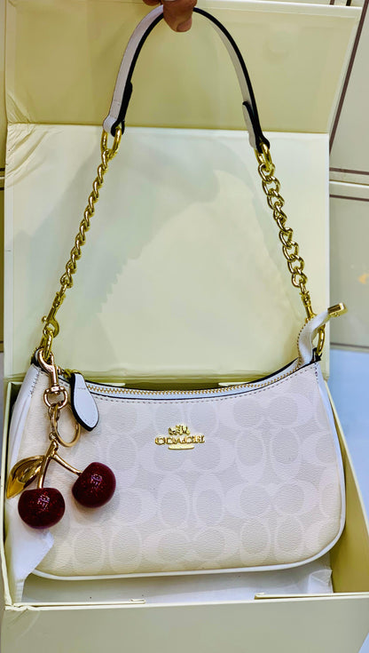 Coach Teri Shoulder Bag In Signature Canvas with Cherry Charm