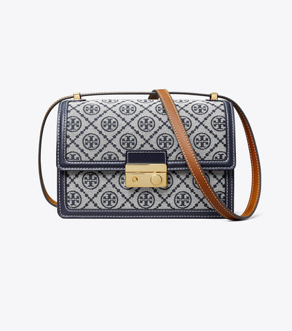 Tory Burch T Monogram Shoulder Bag (Navy)