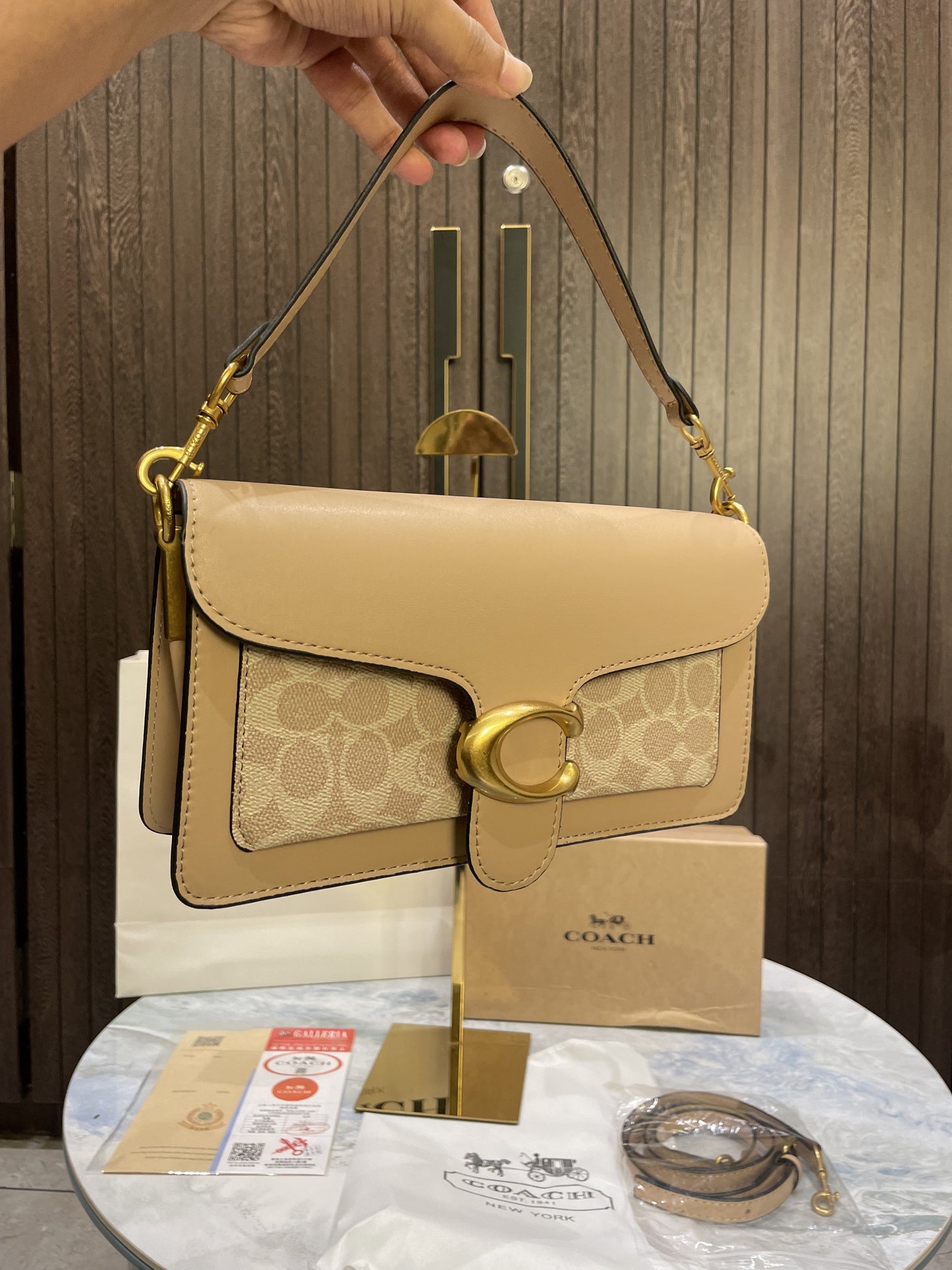 COACH Tabby 26 Beige Canvas Design