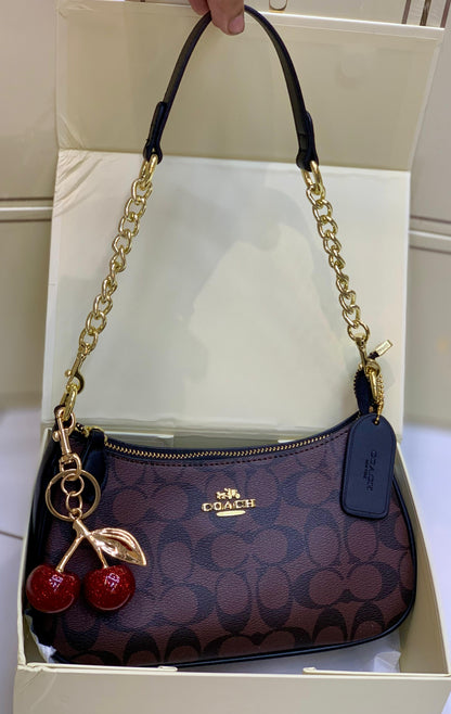 Coach Teri Shoulder Bag In Signature Canvas with Cherry Charm