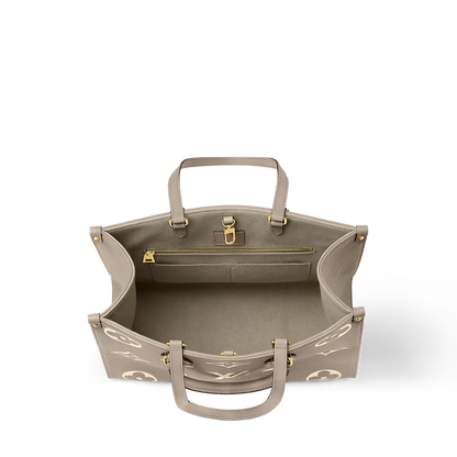 Louis Vuitton OnTheGo MM Large Tote Bag Monogram Emperinte (Beige)