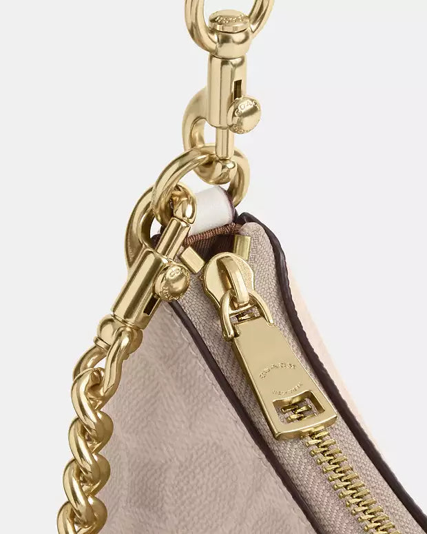 Coach Teri Shoulder Bag Beige Canvas
