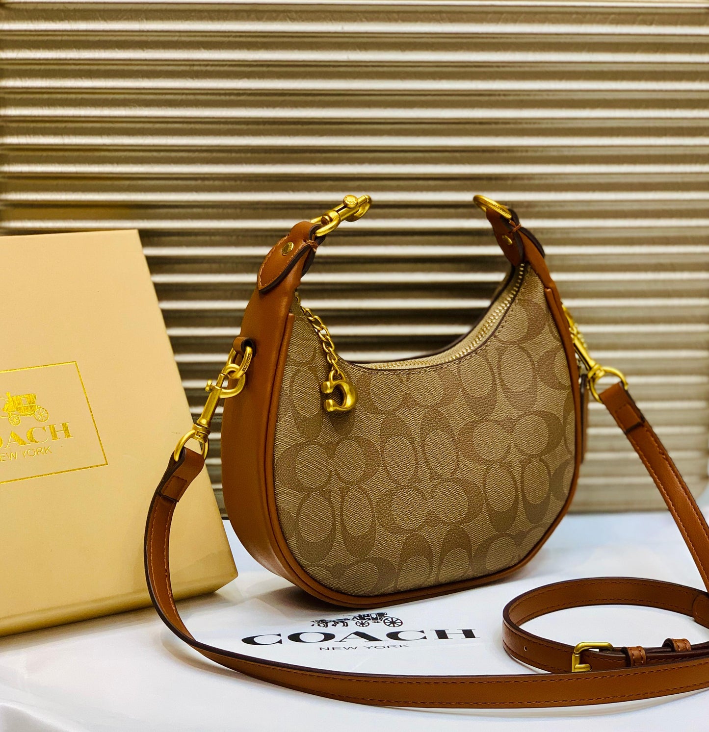 Coach Jonie Bag in Signature Canvas (Tan Caramel)