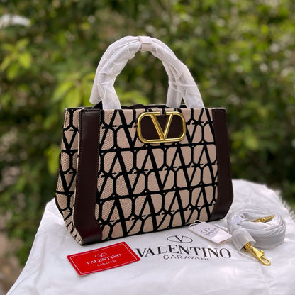 VALENTINO Small V Logo Signature Toile Iconographe Handbag