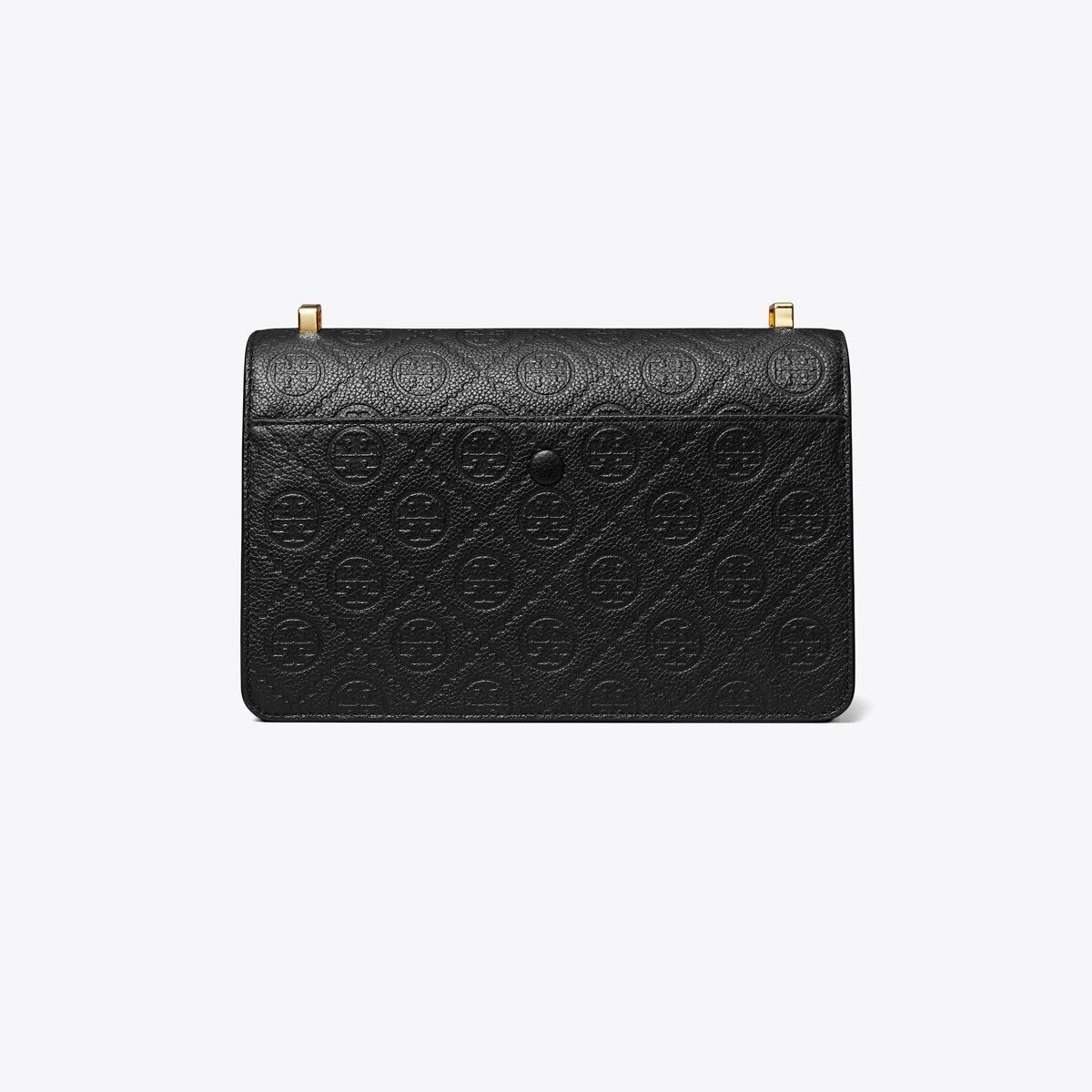 Tory Burch T Monogram Pebbled Leather Shoulder Bag (Black)
